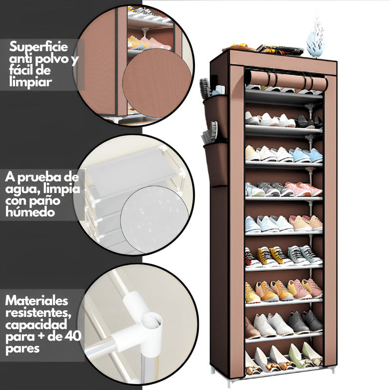 Zapatera de 10 Niveles | Fácil Armado | Ahorra Espacio |