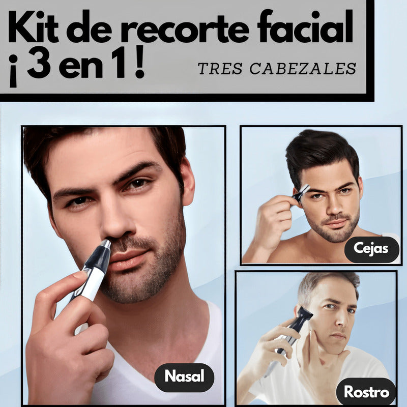 Kit 3 en 1 para Vello Facial | Recargable, Multifuncional y Ergonómico