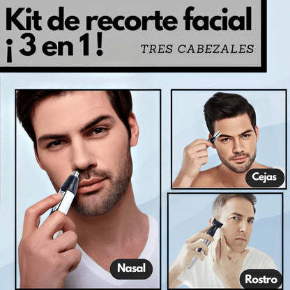 Kit 3 en 1 para Vello Facial | Recargable, Multifuncional y Ergonómico