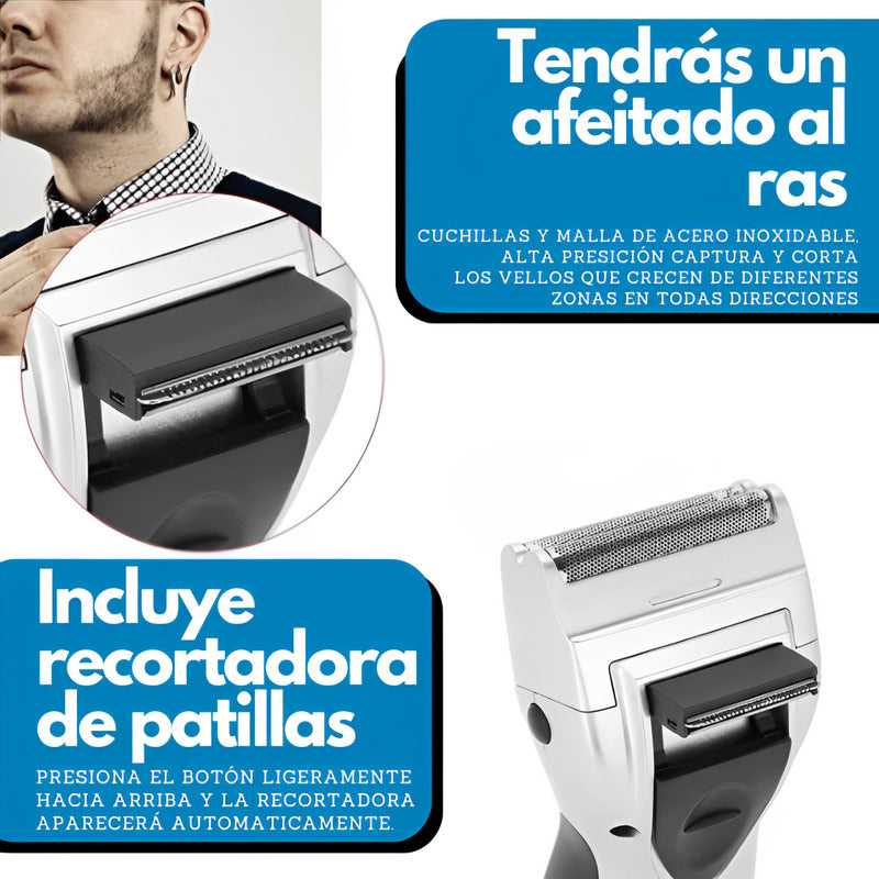 Afeitadora Eléctrica Inalámbrica | Recargable, Ergonómica y de Larga Duración