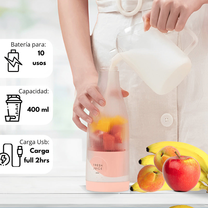 Licuadora de mano portátil-Juguera personal 400ml.  Carga USB