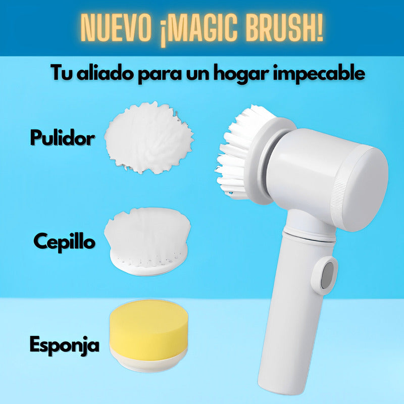 Magic Brush-Cepillo Limpiador inalámbrico, 3 cabezales CARGA USB