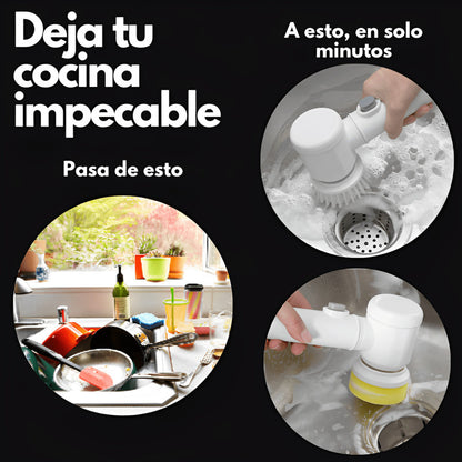 Magic Brush-Cepillo Limpiador inalámbrico, 3 cabezales CARGA USB