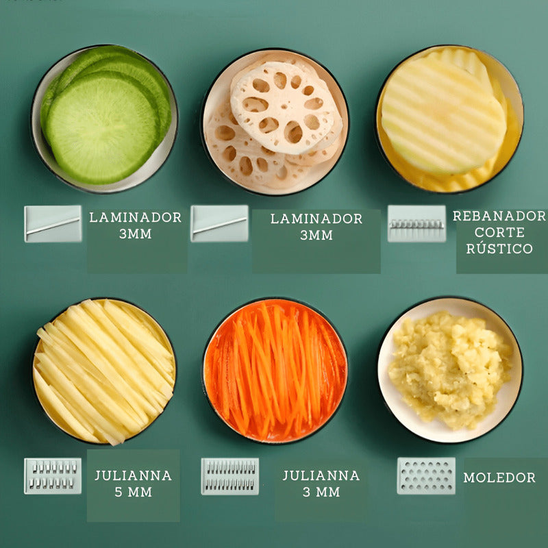 Cortador de vegetales y Verduras Multifuncional | 8 Piezas | Acero Inoxidable