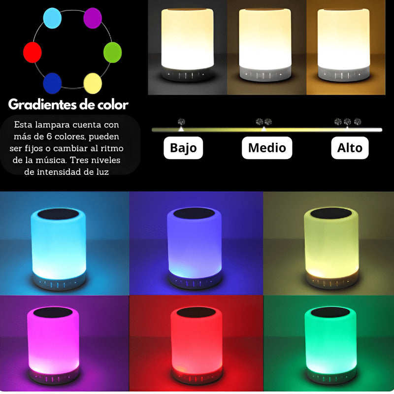 Parlante Bluetooth con lampara touch (6 colores)-CargaUSB, 6 Hrs.