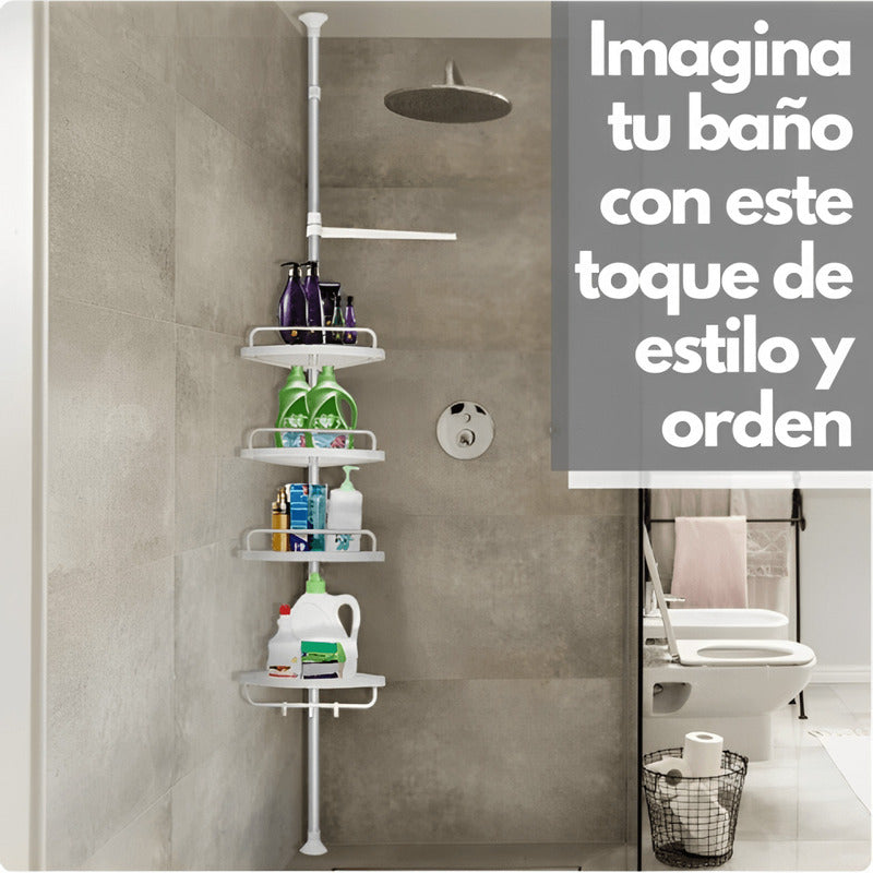 Organizador de Baño Ajustable|4 Estantes| ABS y Acero | Fácil Armado