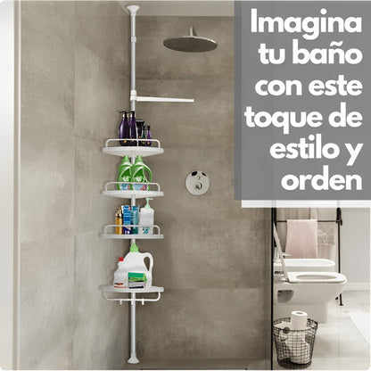 Organizador de Baño Ajustable|4 Estantes| ABS y Acero | Fácil Armado