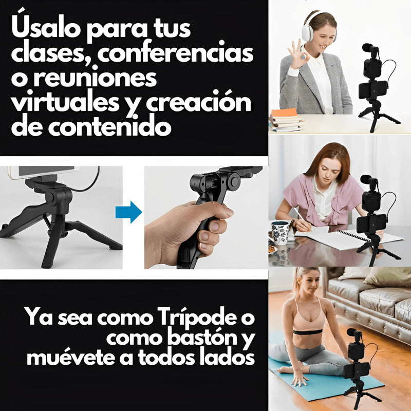 Kit de Video Making |Micrófono|Luz LED |Trípode|Control Bluetooth