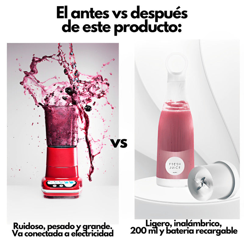 Licuadora de mano portátil-Juguera personal 400ml.  Carga USB