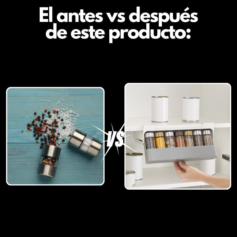 Estante Organizador de Especias |7 Frascos| Plástico | Ahorra Espacio