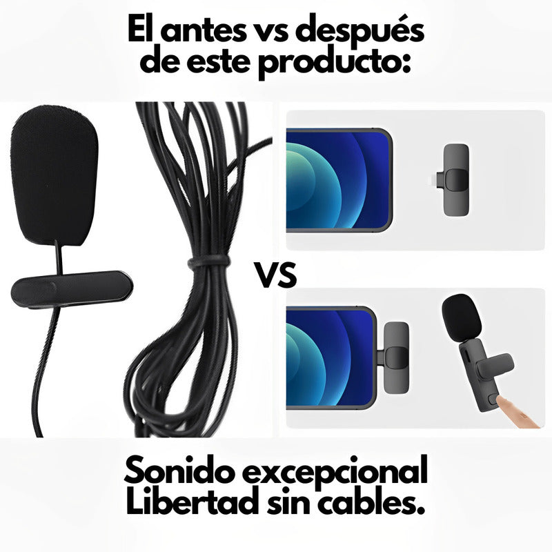 Micrófono de Solapa Inalámbrico|Hasta 20mts|Plug and Play| Dura 5h