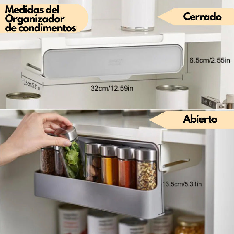 Estante Organizador de Especias |7 Frascos| Plástico | Ahorra Espacio
