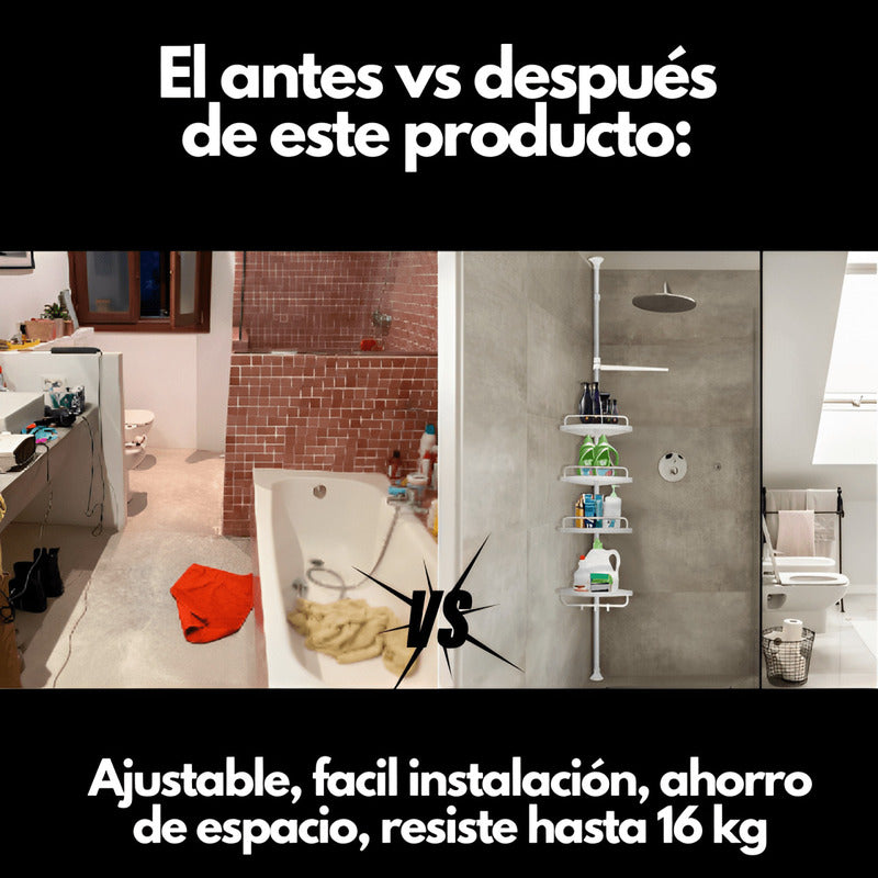 Organizador de Baño Ajustable|4 Estantes| ABS y Acero | Fácil Armado