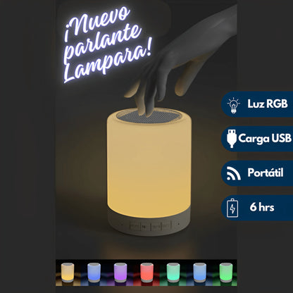 Parlante Bluetooth con lampara touch (6 colores)-CargaUSB, 6 Hrs.