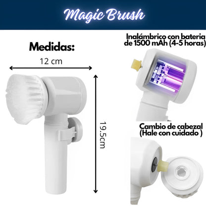 Magic Brush-Cepillo Limpiador inalámbrico, 3 cabezales CARGA USB